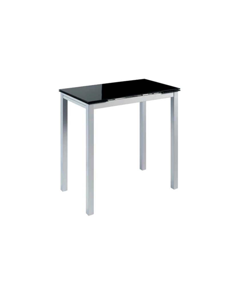 Pondecor - Mesa alta extensível SINTRA vidro preto e patas metal mate