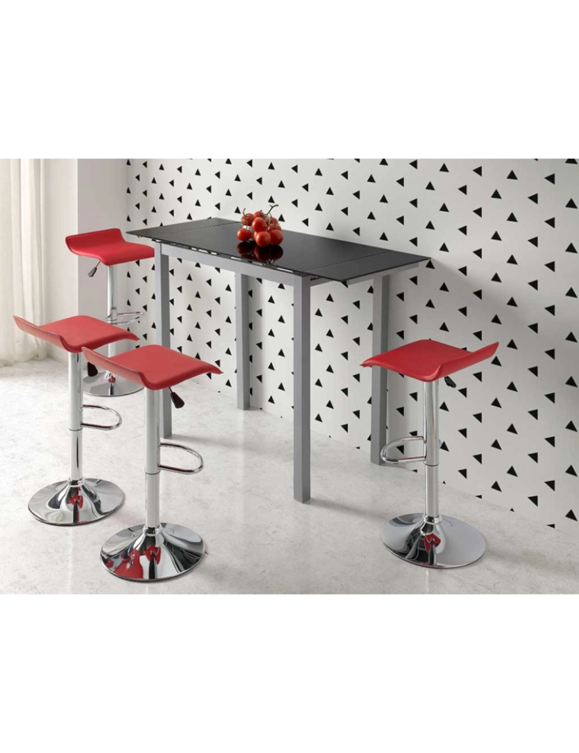 imagem de Mesa alta extensível SINTRA vidro preto e patas metal mate3