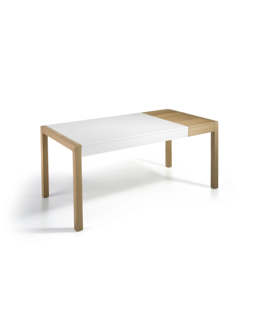 imagem de Mesa Dover pata madeira carvalho e topo MDF lacado branco2