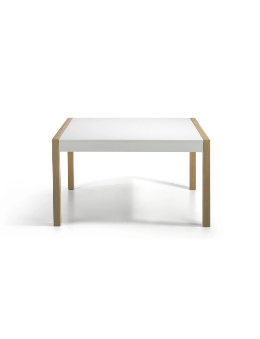 imagem de Mesa Dover pata madeira carvalho e topo MDF lacado branco3