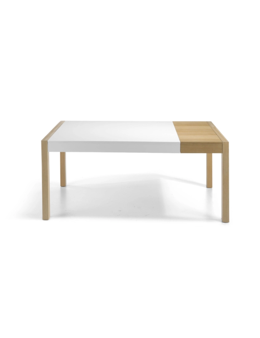 imagem de Mesa Dover pata madeira carvalho e topo MDF lacado branco4