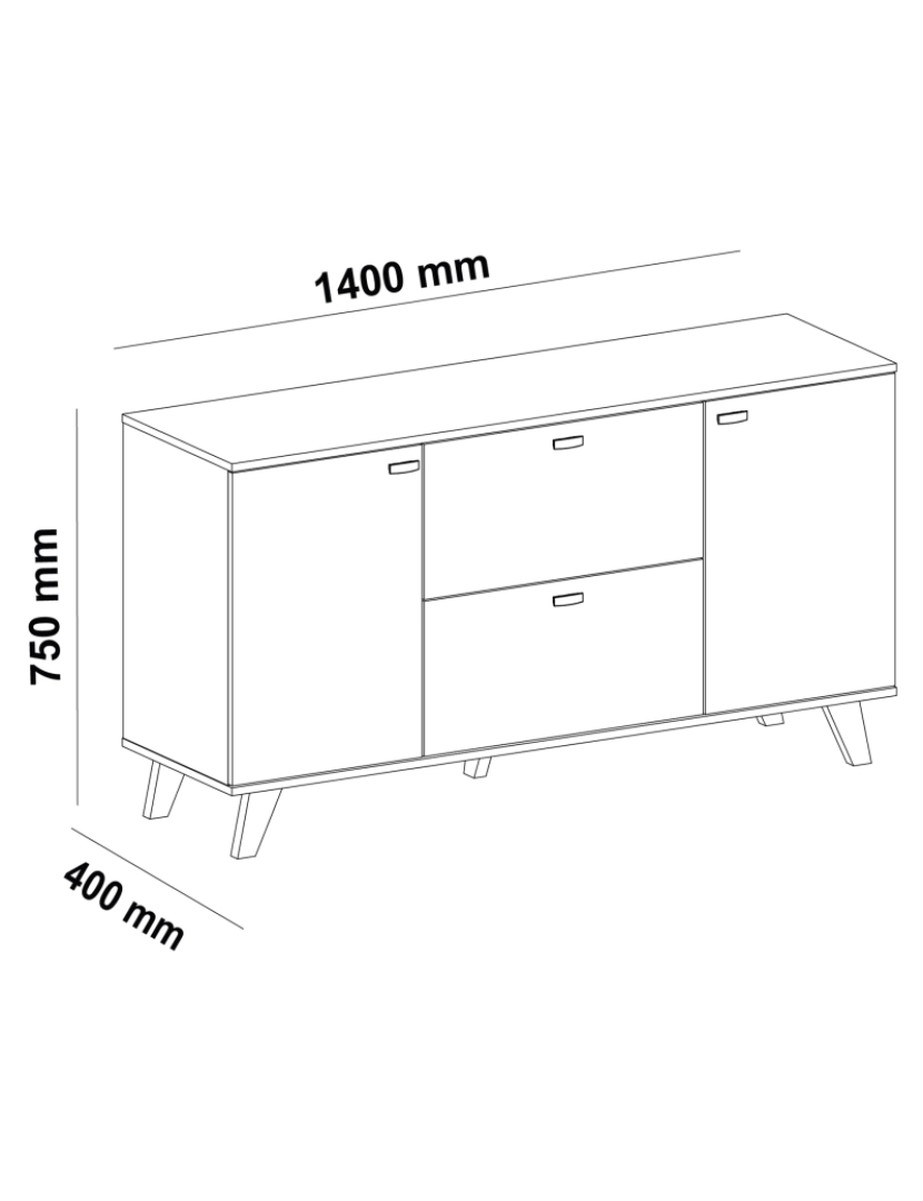 imagem de Aparador TURQUIA MDF lacado carvalho/branco com duas portas.4