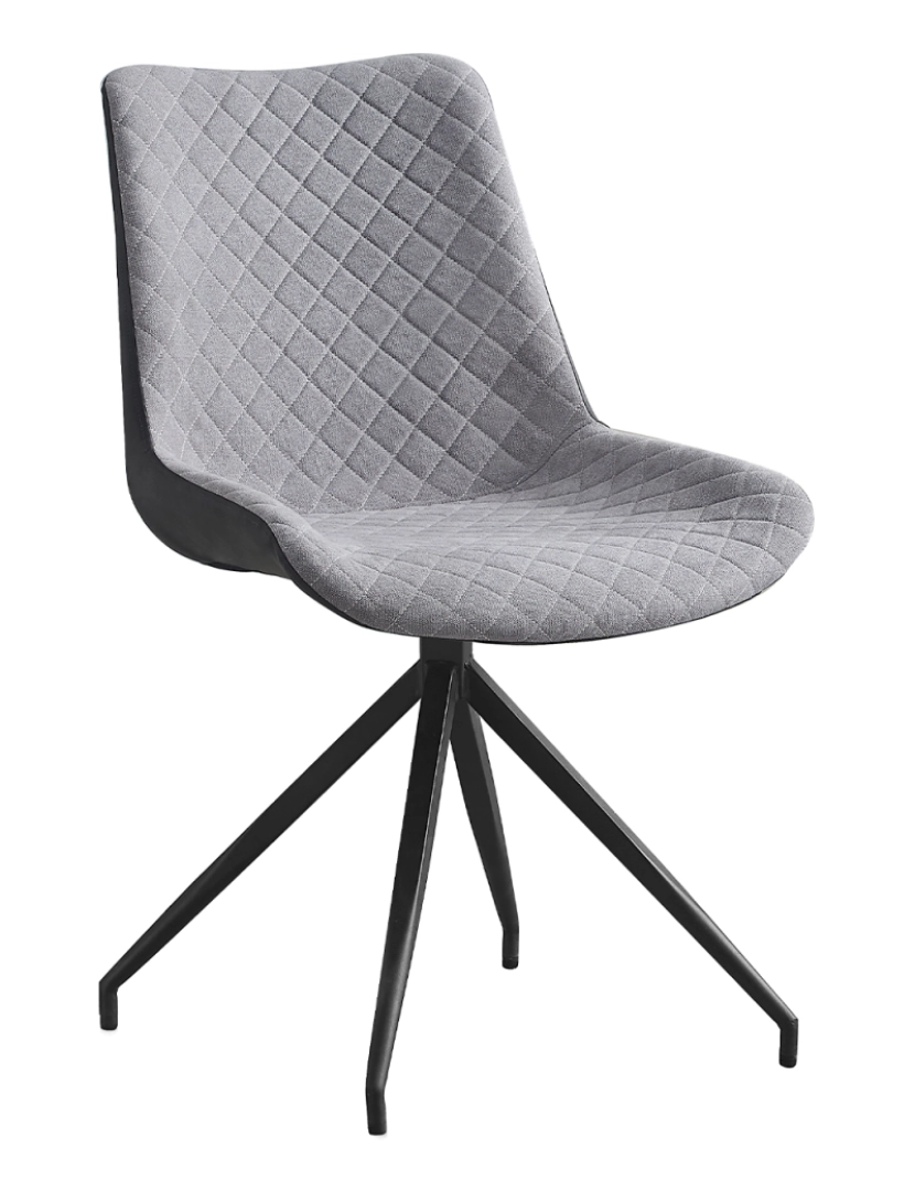 Pondecor - Set 2 cadeiras Florida com patas metálicas pretas e tecido cinza