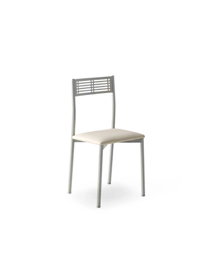 Pondecor - Set 4 cadeiras cozinha ESTORIL estrutura metal mate e assento bege