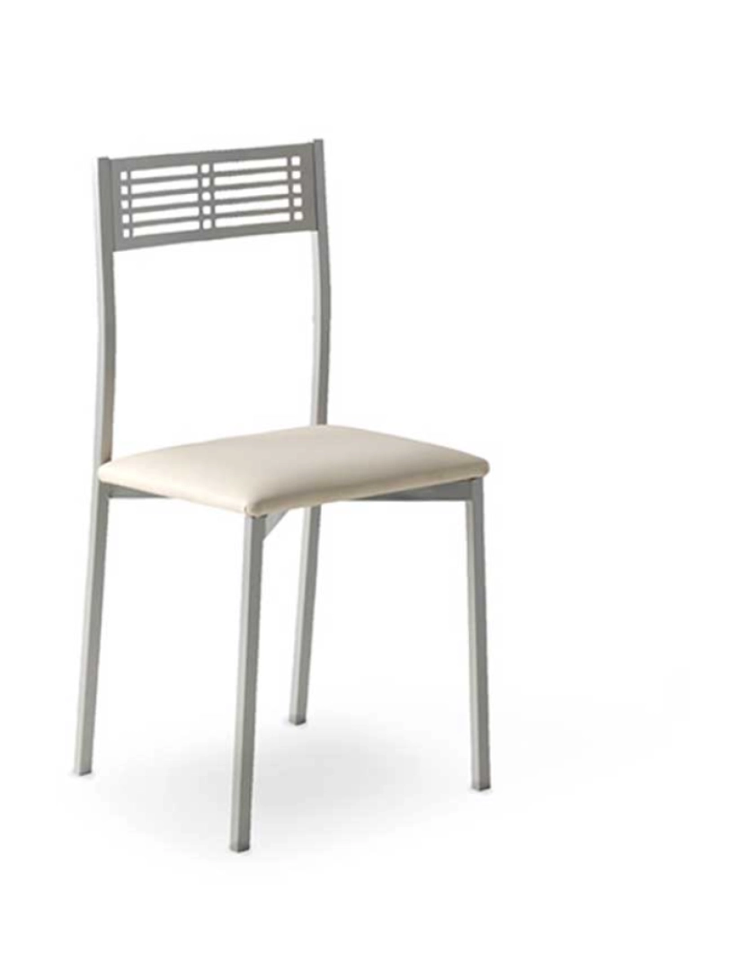 Pondecor - Set 4 cadeiras cozinha ESTORIL estrutura metal mate e assento branco
