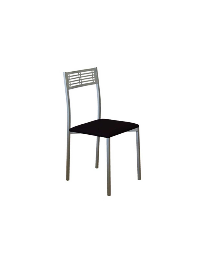Pondecor - Set 4 cadeiras cozinha ESTORIL estrutura metal mate e assento preto