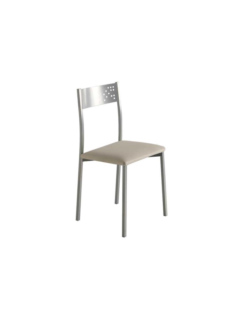 Pondecor - Set 4 cadeiras cozinha MADEIRA estrutura metal mate e assento bege