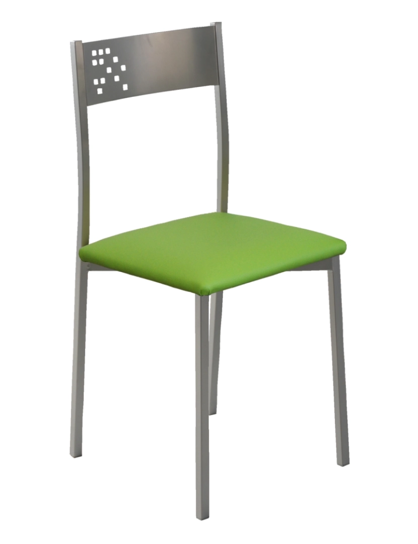 Pondecor - Set 4 cadeiras cozinha MADEIRA estrutura metal mate e assento branco