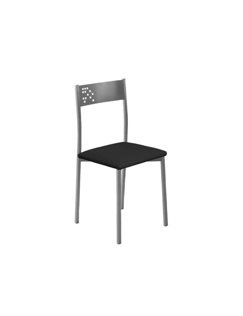 Pondecor - Set 4 cadeiras cozinha MADEIRA estrutura metal mate e assento preto