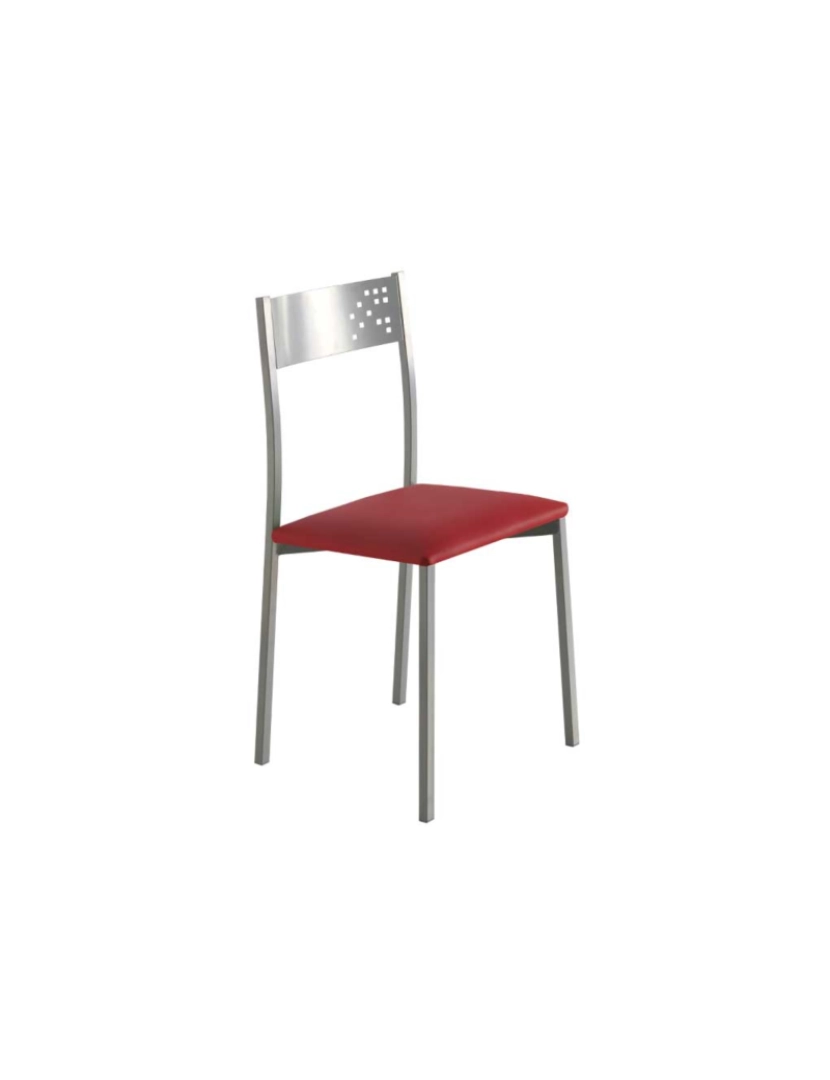 Pondecor - Set 4 cadeiras cozinha MADEIRA estrutura metal mate e assento vermelho
