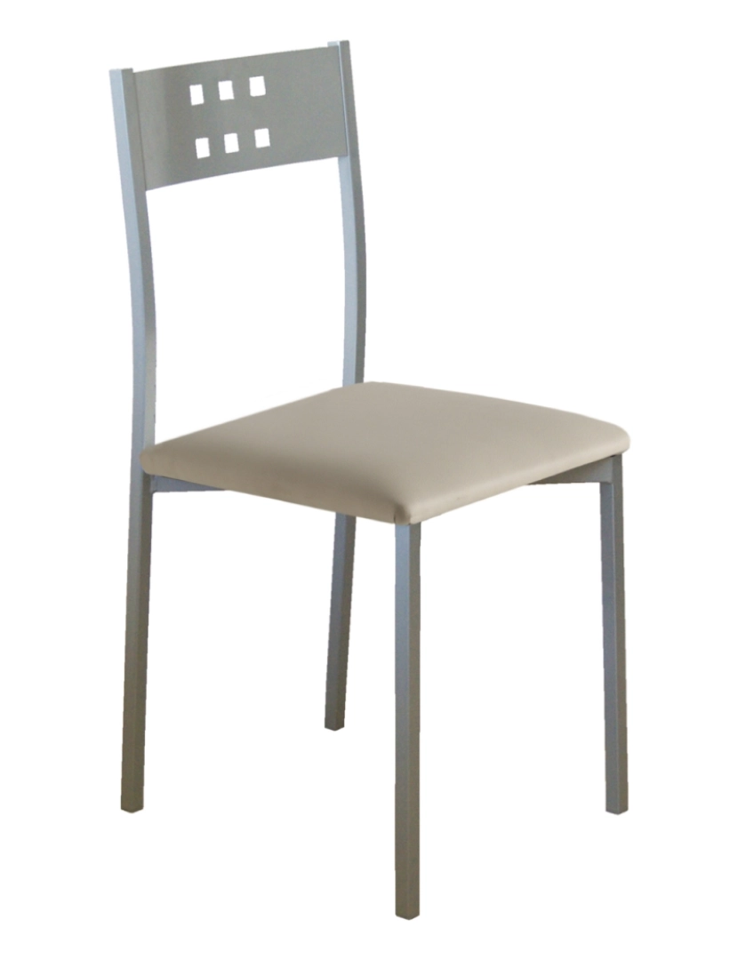 Pondecor - Set 4 cadeiras cozinha NIZA estrutura metal mate e assento bege