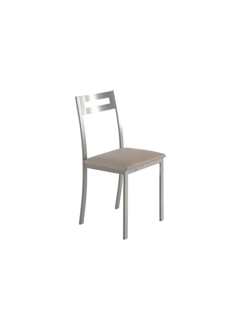 Pondecor - Set 4 cadeiras cozinha OPORTO estrutura metal mate e assento bege