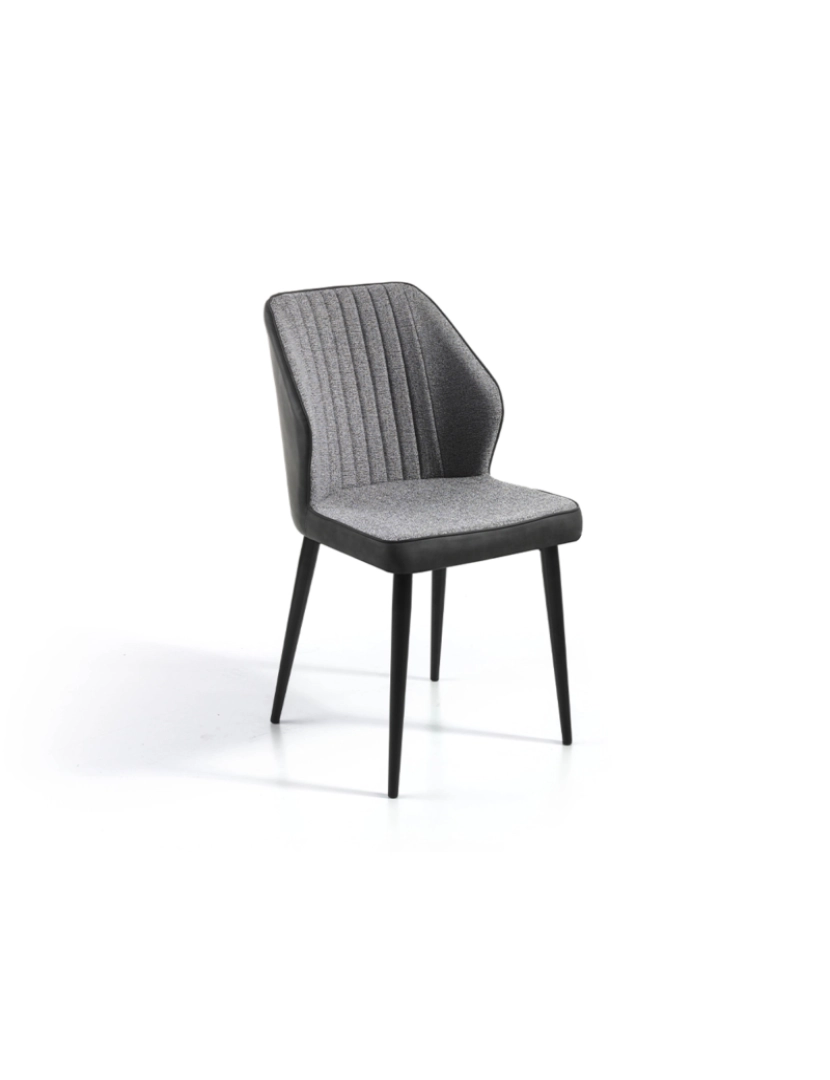 Pondecor - Set de 4 cadeiras Boston com patas metálicas pretas e tecido cinza