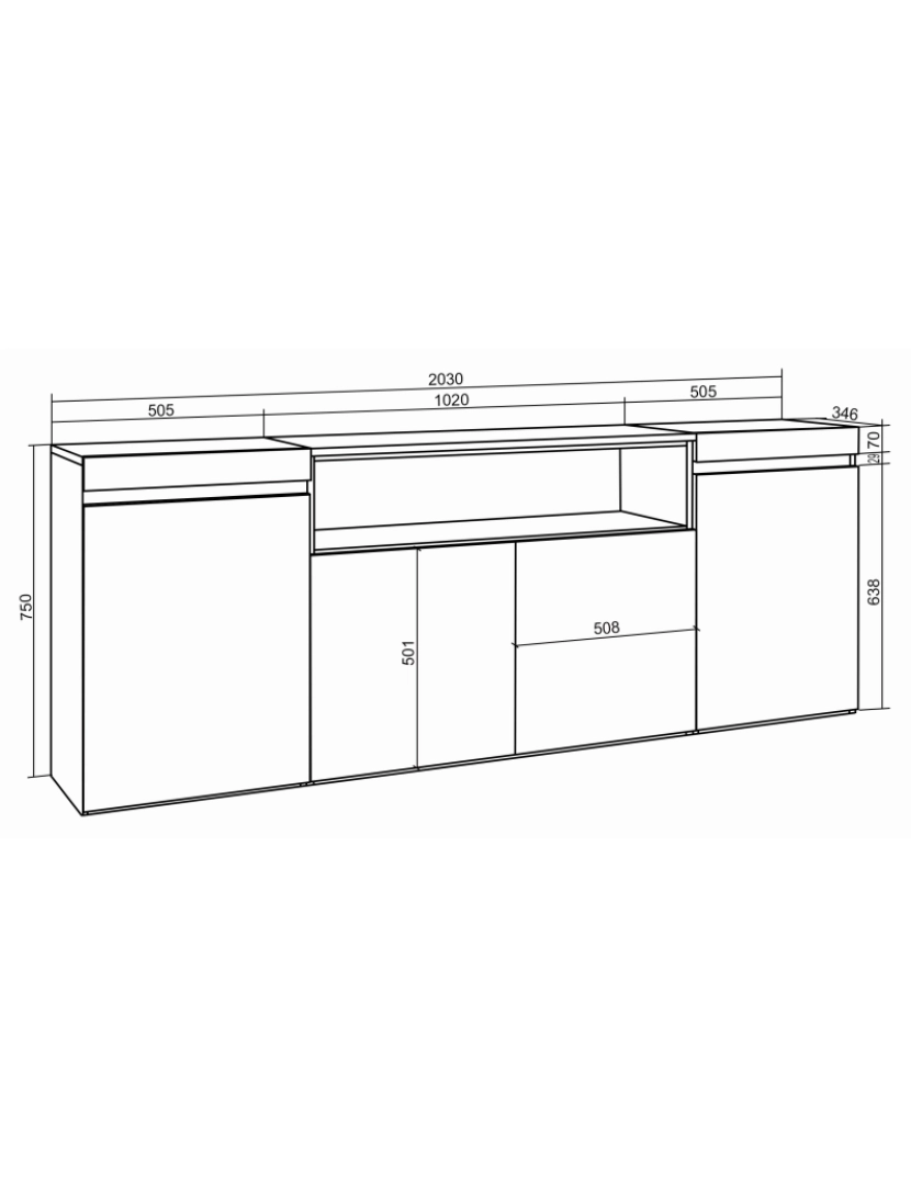 imagem de SKRAUT HOME - Aparador sala de jantar - Sala, Cozinha, Entrada, TV - 200x75x35cm - 4 Portas - Lareira eléctrica - Estilo moderno - Cimento9