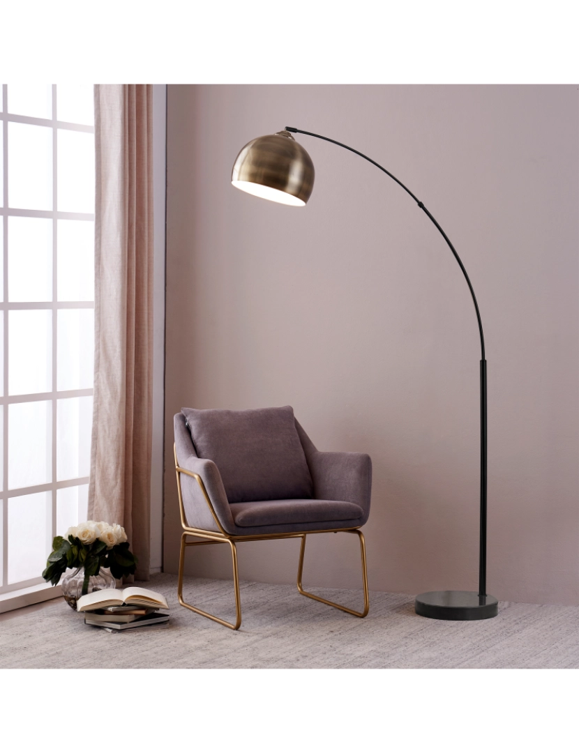 imagem de Teamson Home Arquer Arc Floor Lamp, Antique Brass2