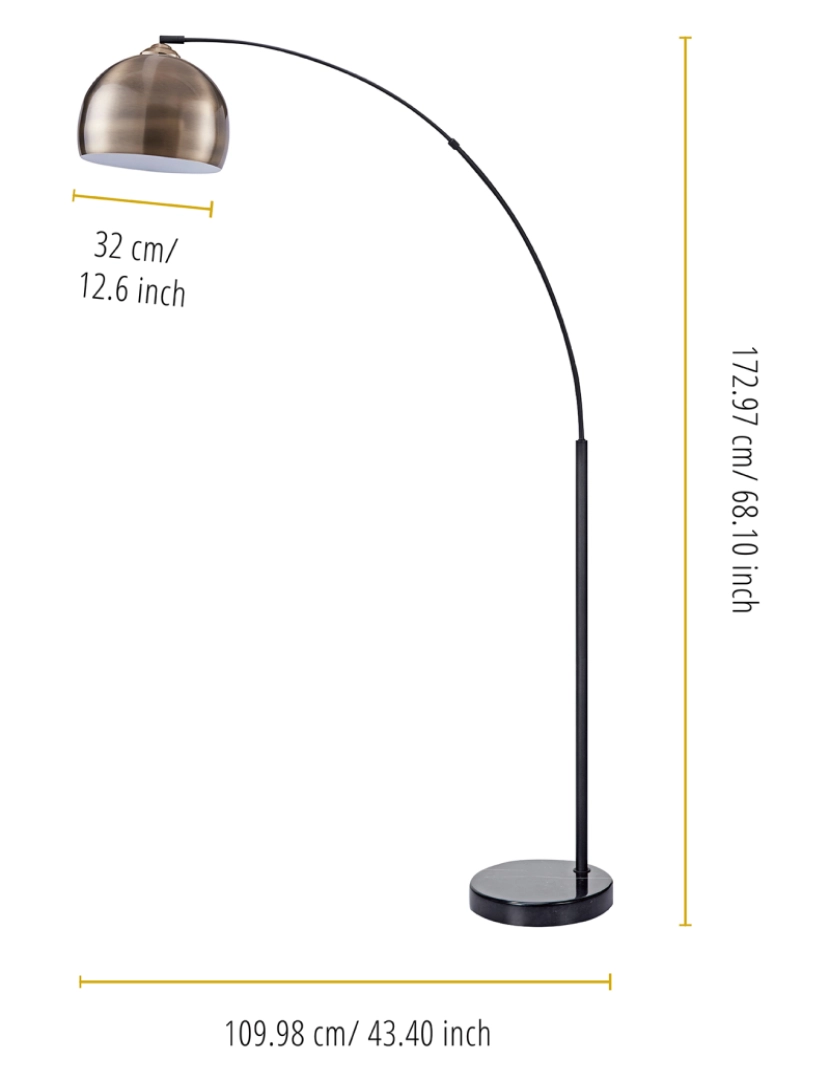 imagem de Teamson Home Arquer Arc Floor Lamp, Antique Brass4