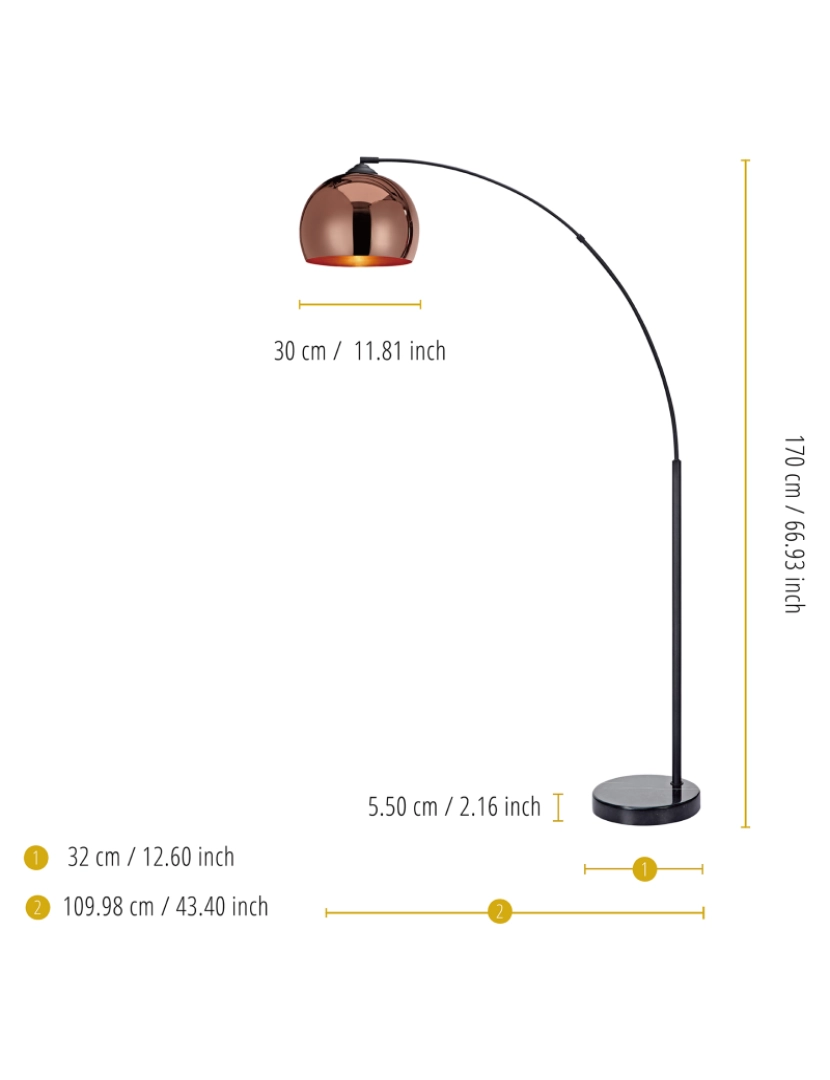 imagem de Teamson Home Arquer Arc Floor Lamp - Rose Gold/Black4