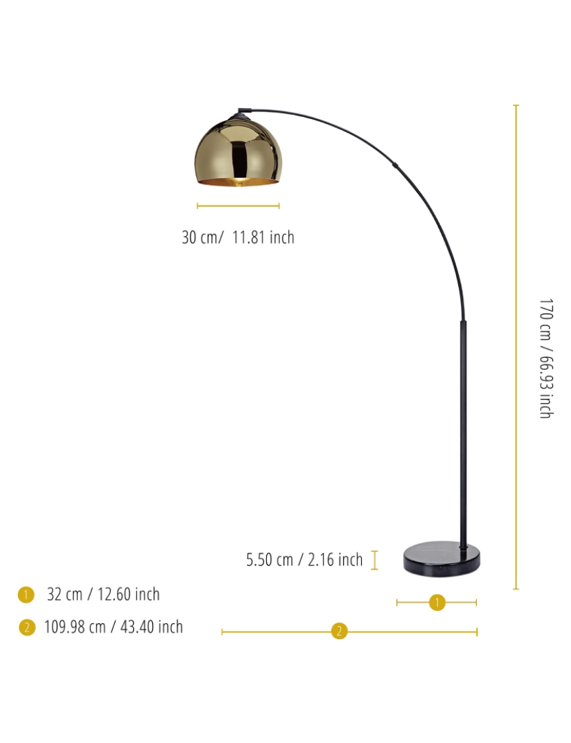 imagem de Teamson Home Arquer Arc Floor Lamp - Ouro/preto4