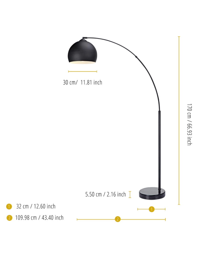 imagem de Teamson Home Arquer Arc Floor Lamp - Black4