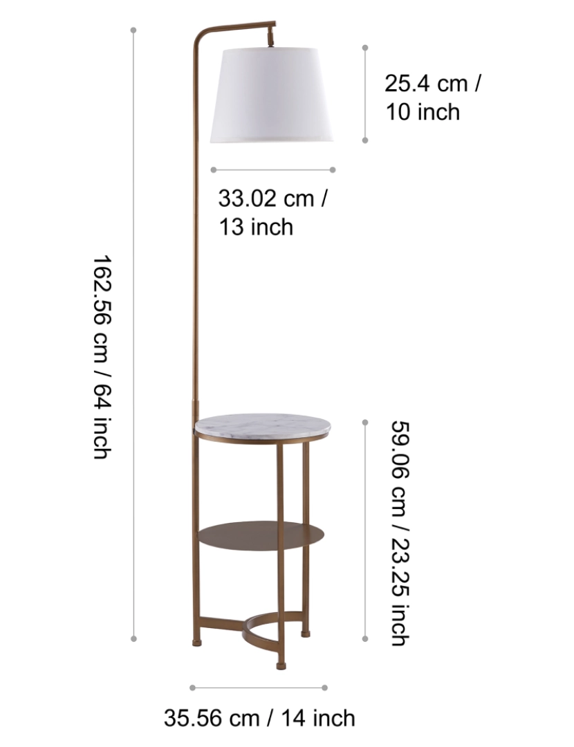 imagem de Versanora Tripod Floor Lamp Usb Port & Table Brass/White Lighting Vn-L00069-Uk4