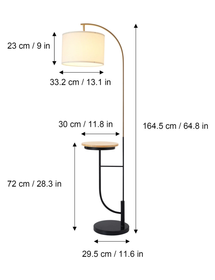 imagem de Lâmpada de assoalho do arco de Versanora com porta Usb, branco/velho/preto, metal, Vn-L00071W-Uk4