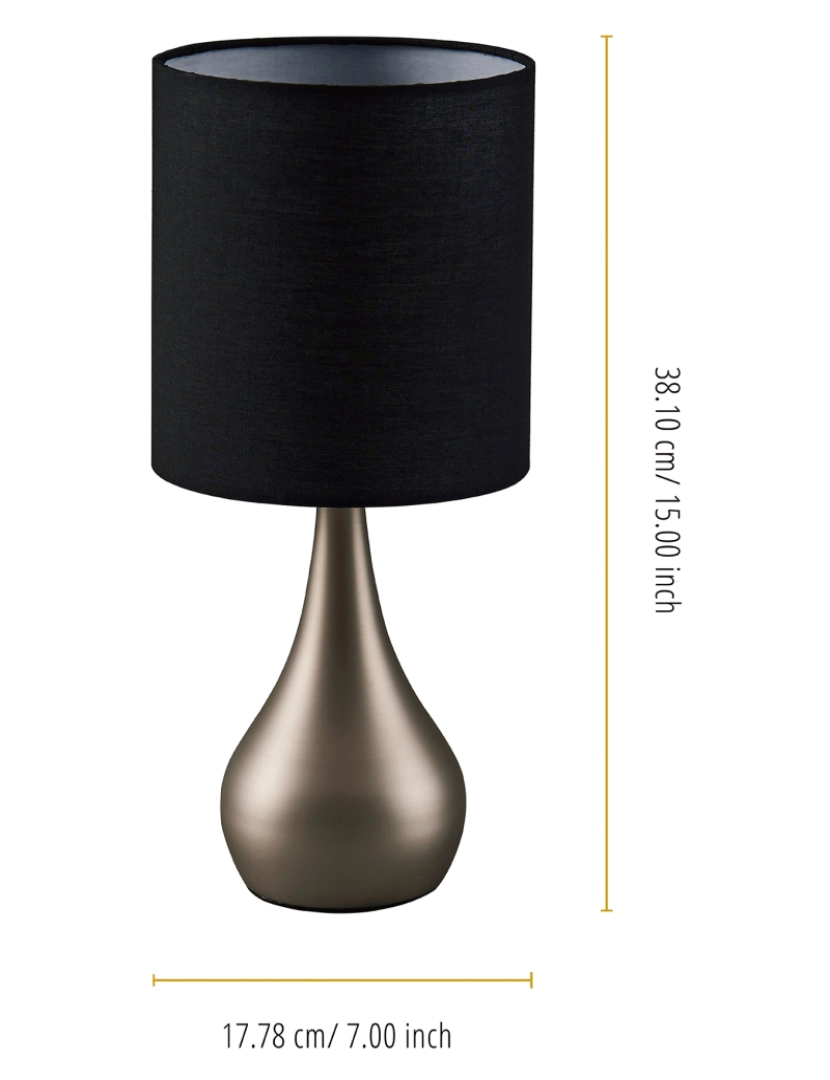 imagem de Versanora Lâmpada de mesa Touch Light Metal, Tecido preto Shade Sarah Th-L00005-Uk4