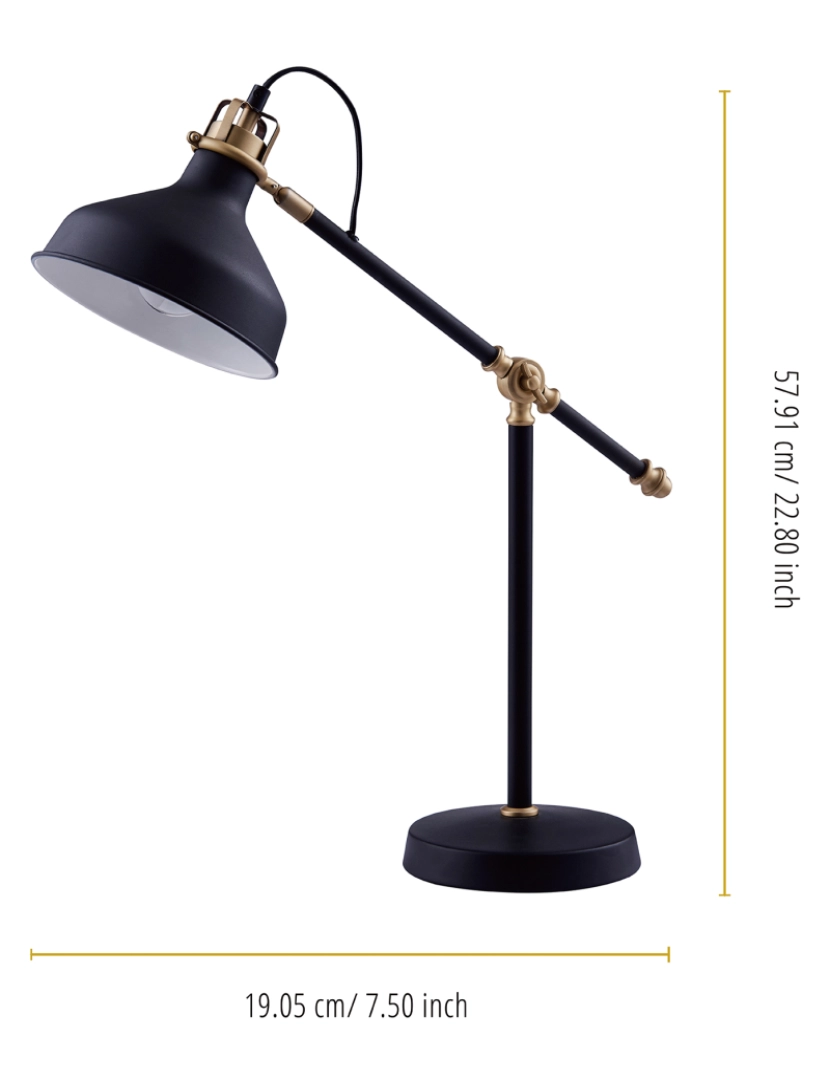 imagem de Versanora Lâmpada de mesa luz Spotlight preto/brass Mia iluminação Vn-L00061-Uk4