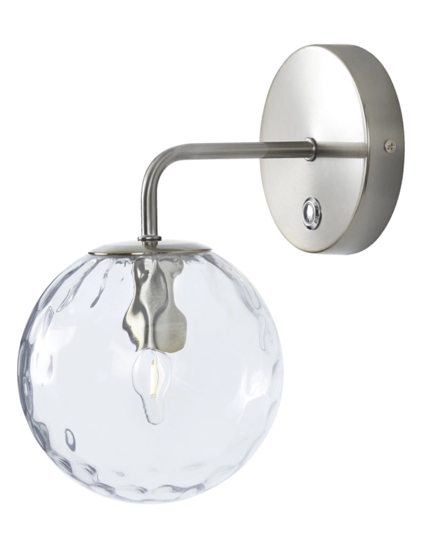 imagem de Teamson Home Clear Textured Glass Globe Wall Sconce with Touch Dimmer, Silver1