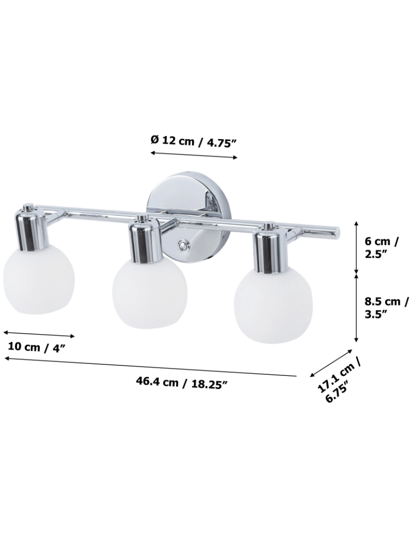 imagem de Teamson Home Triple Sconce Light Com 3 tons foscos, fixação do cromo4