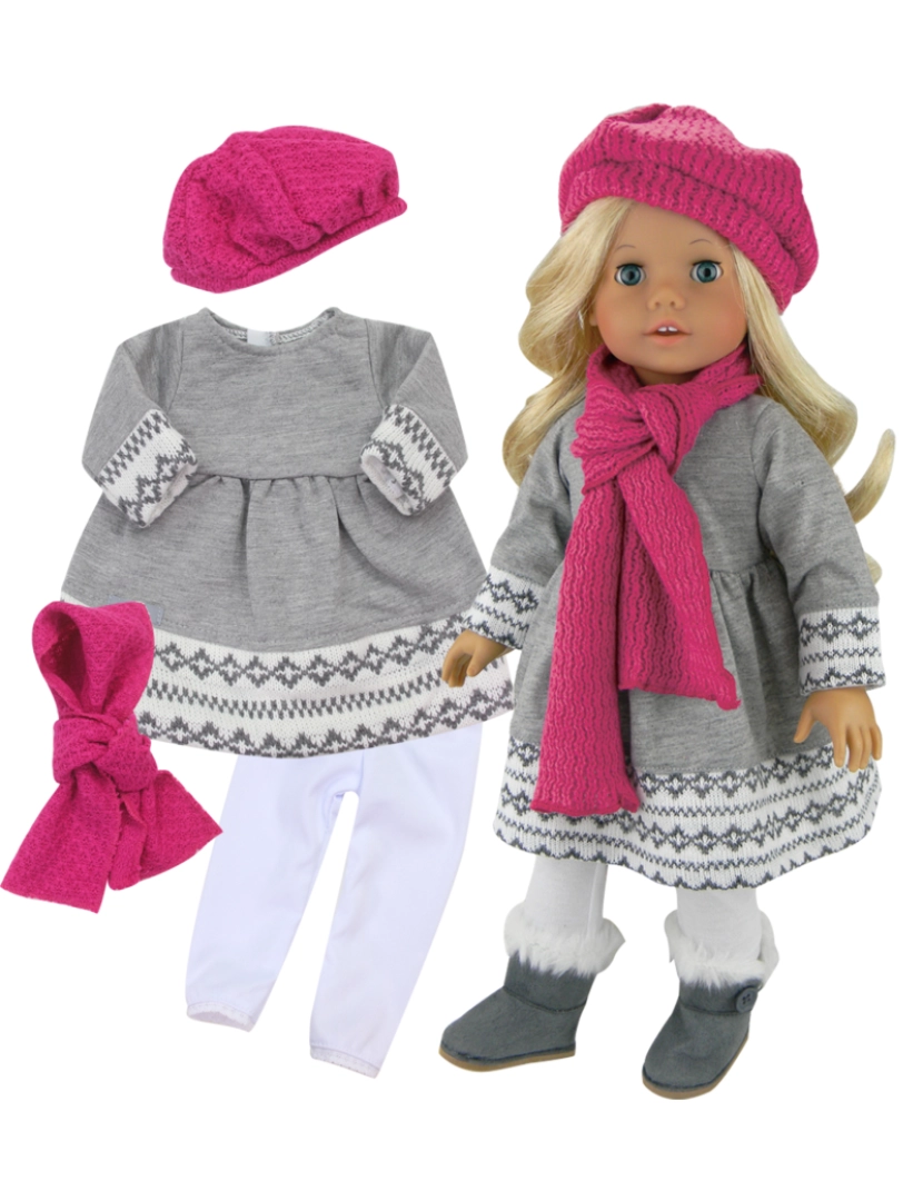 imagem de Sophia por Teamson crianças boneca vestido, Leggings, chapéu, e cachecol conjunto para 18" bonecas2