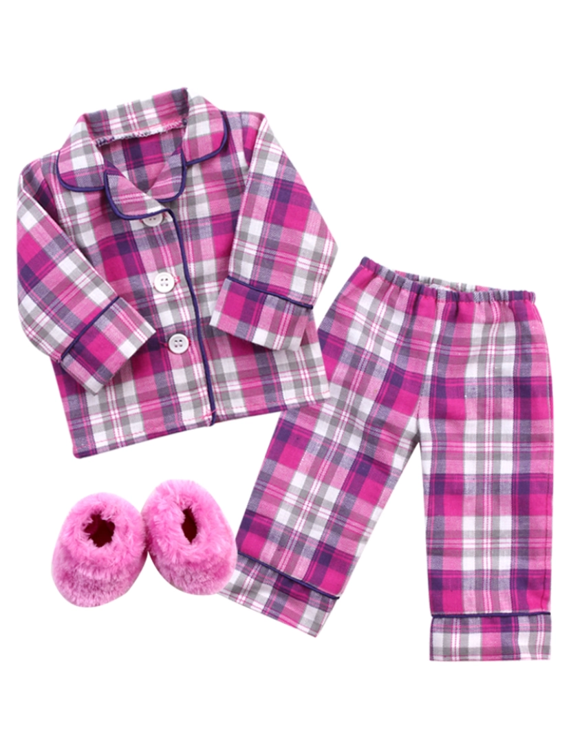 Sophias - Sophia's By Teamson Kids Flannel Pajama & Chinelos Set For 18'' Dolls, Rosa