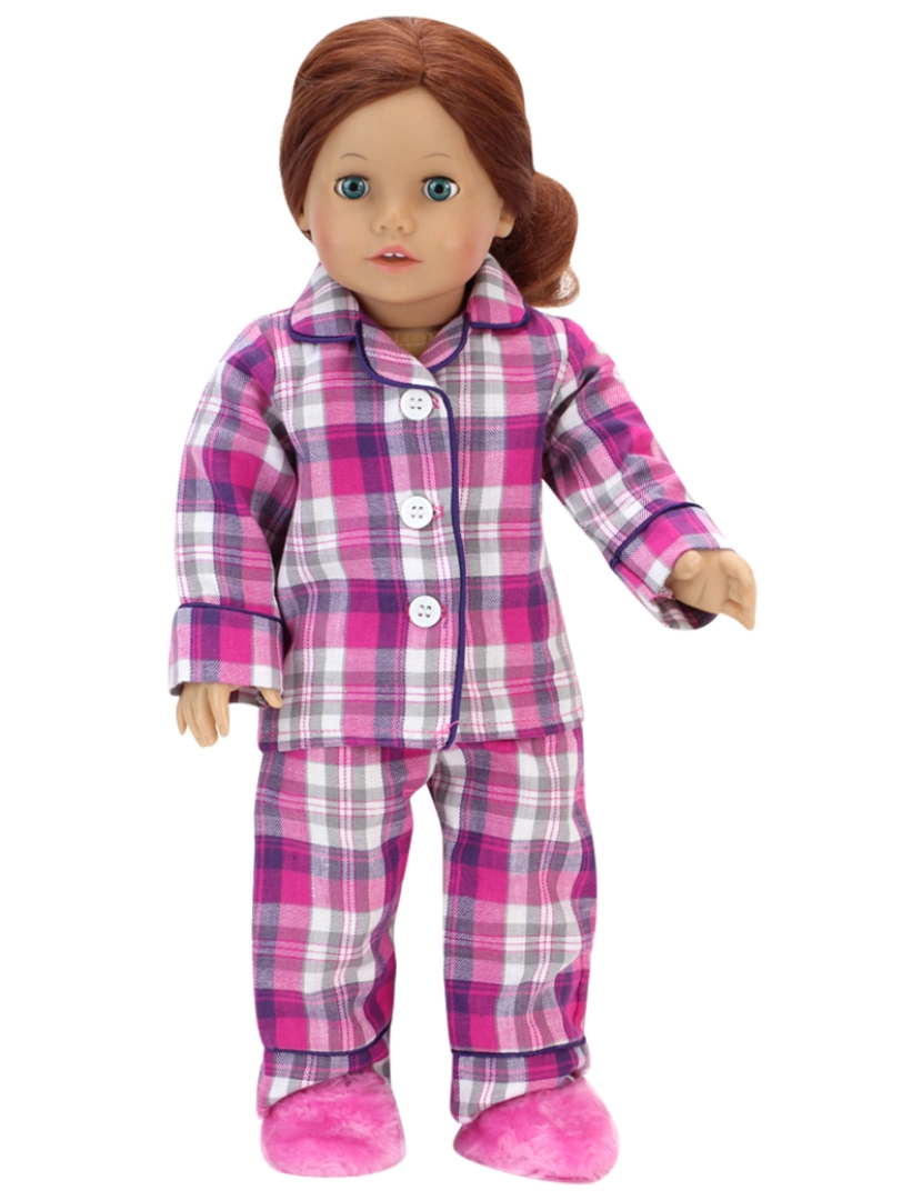 imagem de Sophia's By Teamson Kids Flannel Pajama & Chinelos Set For 18'' Dolls, Rosa3