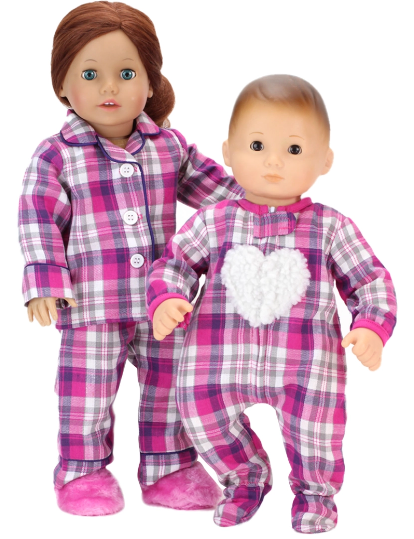 imagem de Sophia's By Teamson Kids Flannel Pajama & Chinelos Set For 18'' Dolls, Rosa4