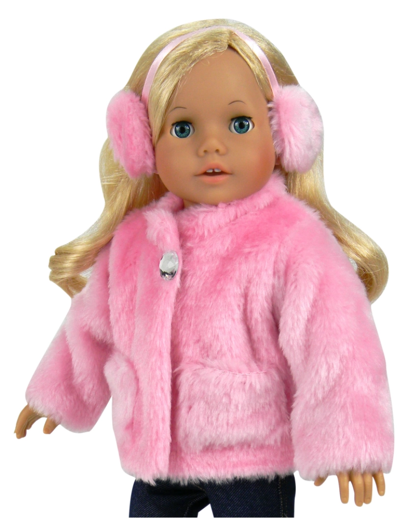 imagem de Sophia's By Teamson Kids Pink Fur Coat e Earmuff Headband Set para 18" Bonecas1