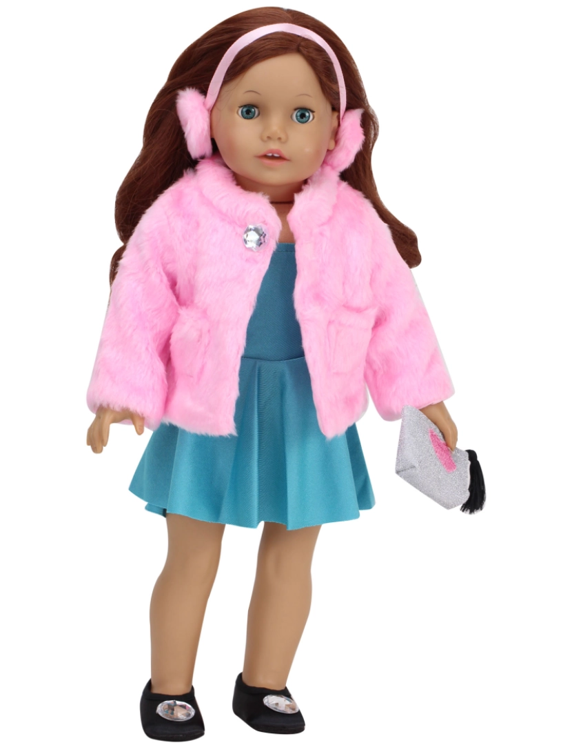 imagem de Sophia's By Teamson Kids Pink Fur Coat e Earmuff Headband Set para 18" Bonecas2
