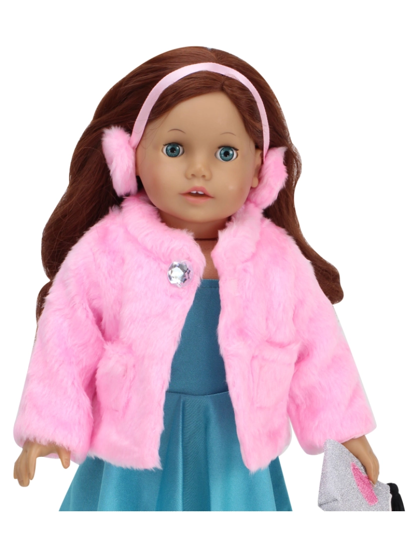 imagem de Sophia's By Teamson Kids Pink Fur Coat e Earmuff Headband Set para 18" Bonecas6