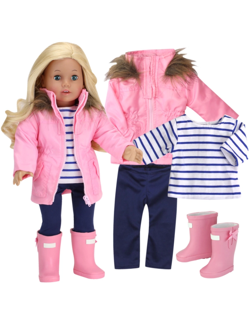 imagem de Sophia's By Teamson Kids Jacket, Leggings, camiseta, e botas de chuva para 18" bonecas4