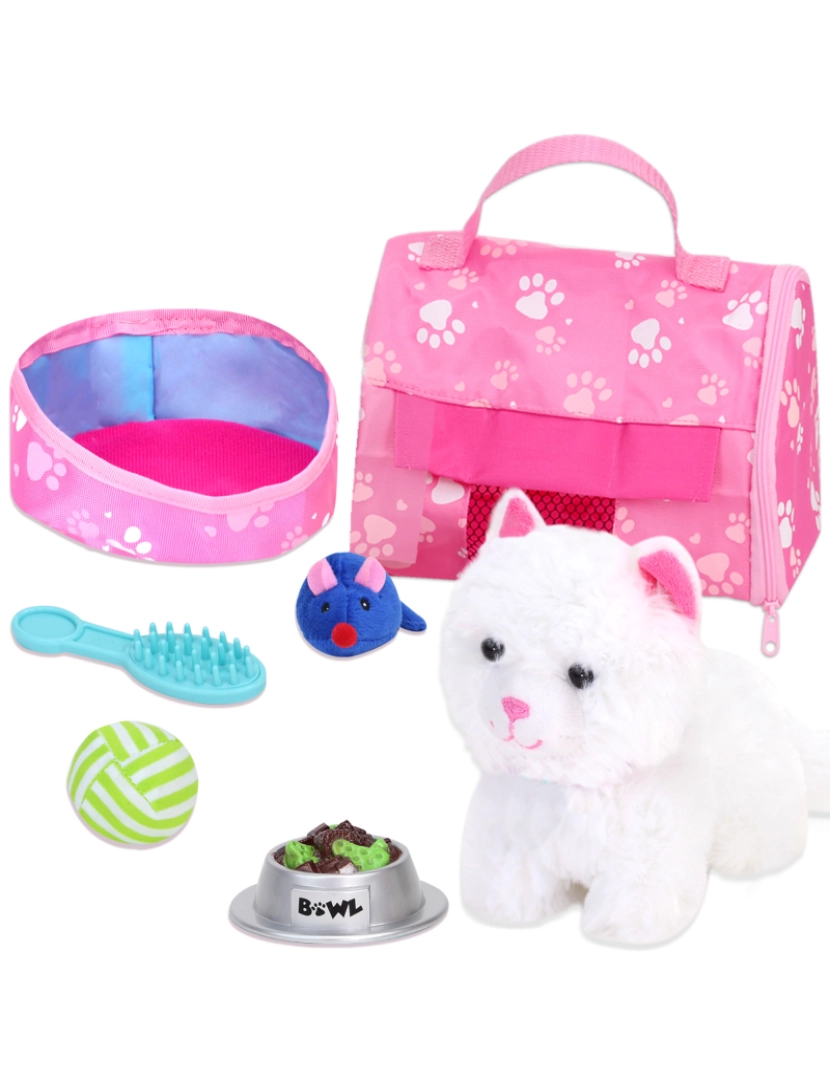 imagem de Sophia's Por Teamson Crianças Branco Plush Kitty Gato e Acessórios Conjunto para 18" Bonecas4