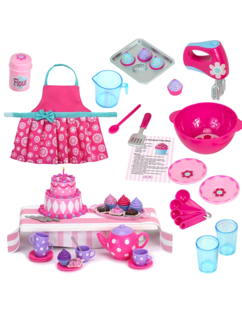 imagem de Sophia's By Teamson Kids Baking & Tea Party Playset with Apron For 18” Dolls1