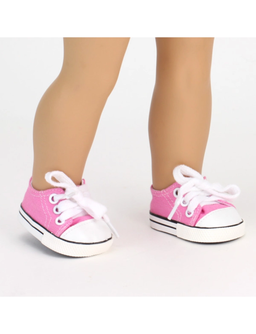 imagem de Sophia por Teamson crianças luz rosa lona Sneaker sapato com laço para 18" bonecas4