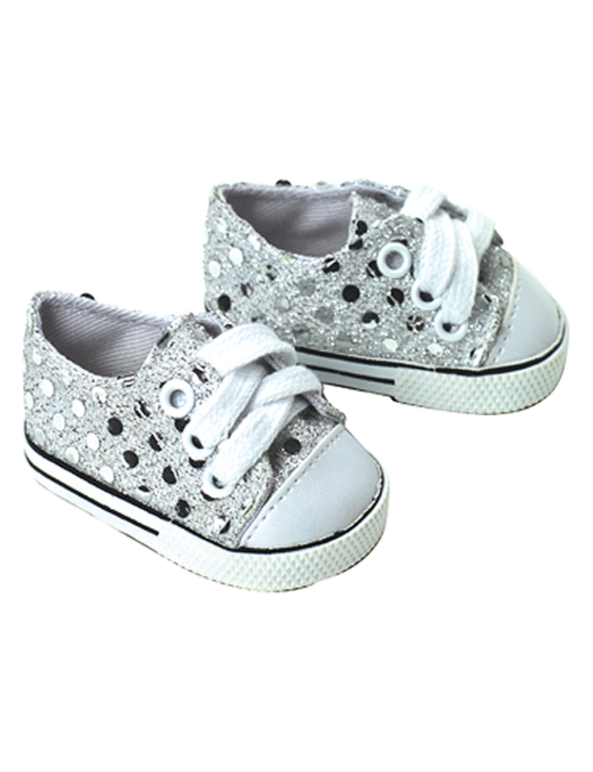 Sophias - Sapatos Sneaker de lantejoula de prata de Sophia por Teamson com laço para 18" bonecas