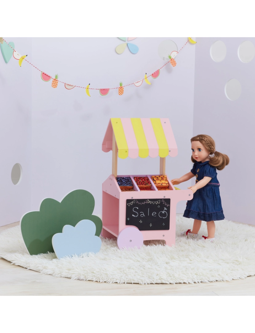 imagem de Olivia's Little World - Modern Nordic Princess Doll Pastry Cart com caixas de frutas3