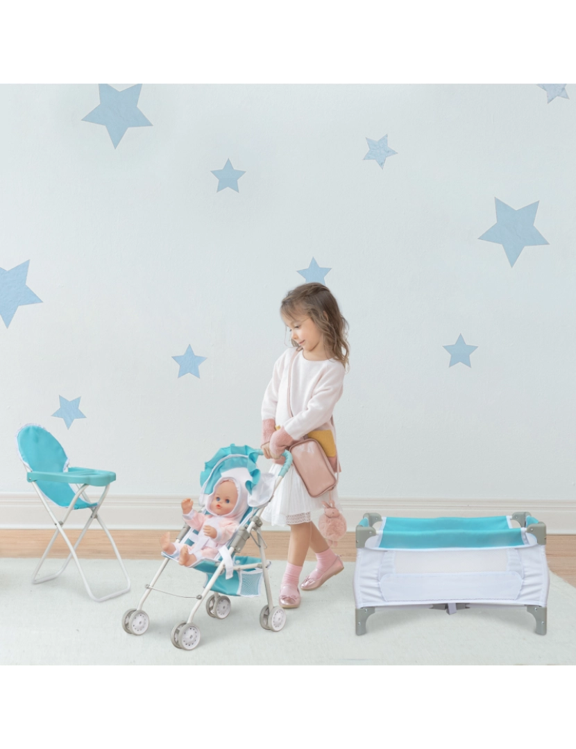 imagem de Olivia's Little World 3-em-1 Baby Doll Nursery Set, Azul / Branco3