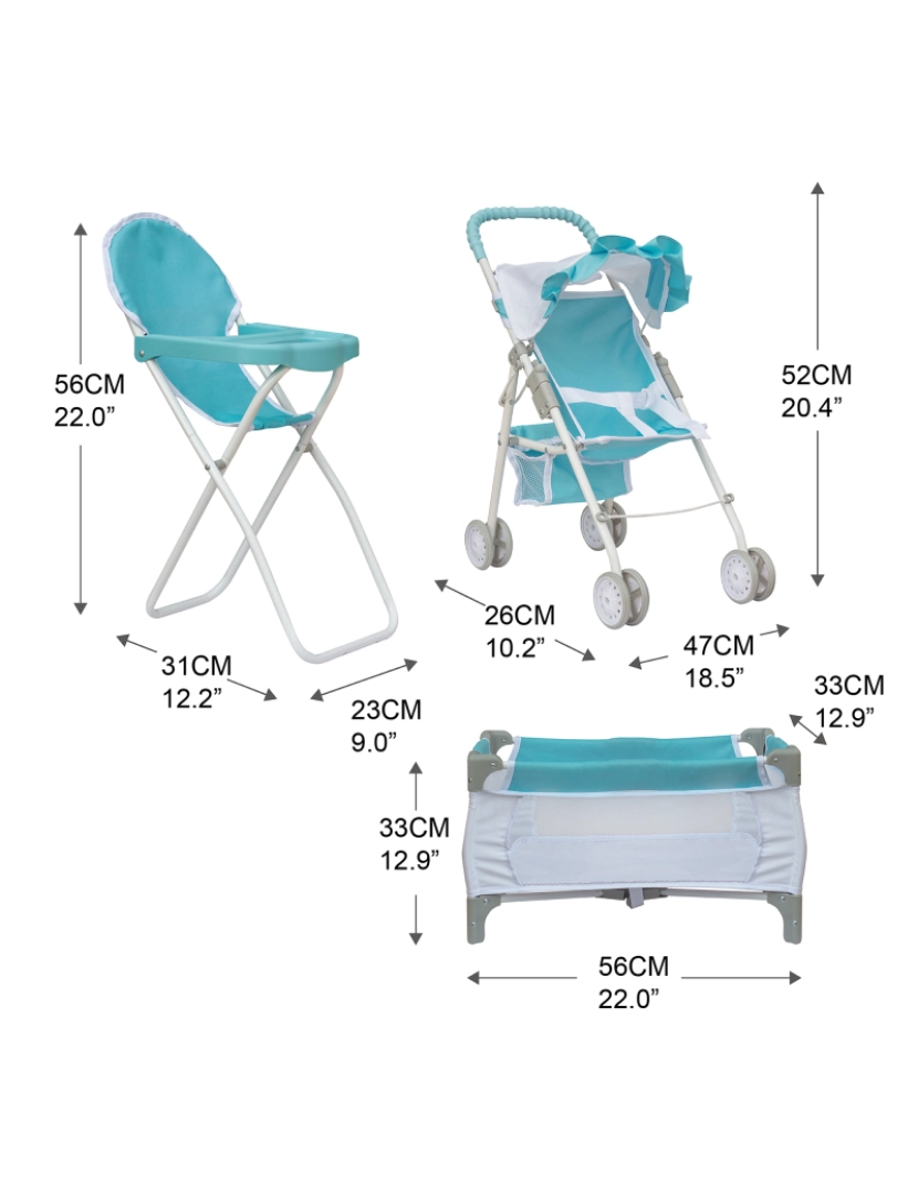 imagem de Olivia's Little World 3-em-1 Baby Doll Nursery Set, Azul / Branco4