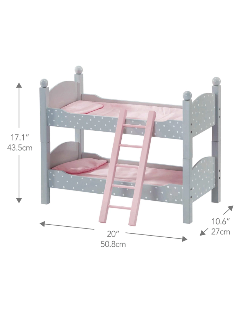 imagem de Olivia's Little World Polka Dots Princess Double Bunk Bed For 18" Dolls, Gray3