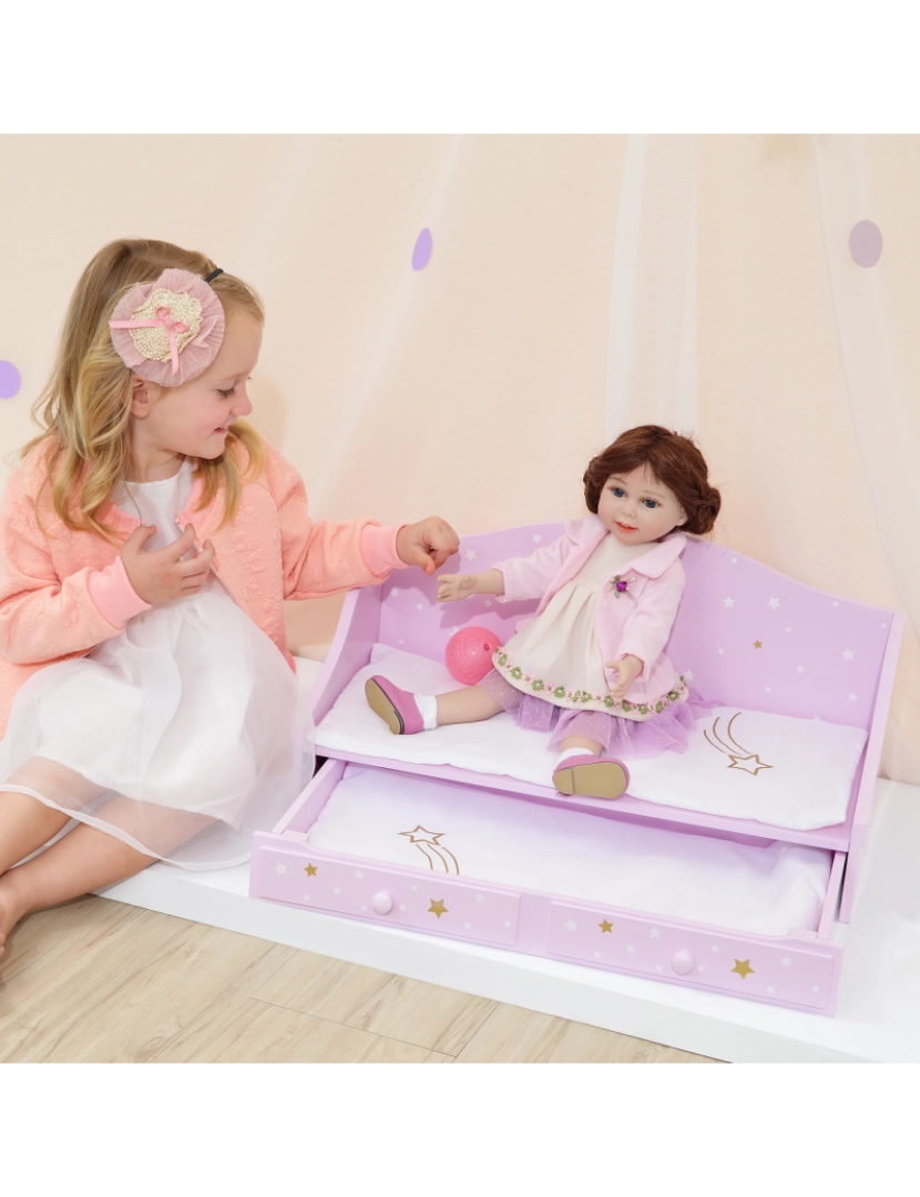 imagem de Olivia's Little World - Twinkle Stars Princess 18" Doll Trundle Cama2