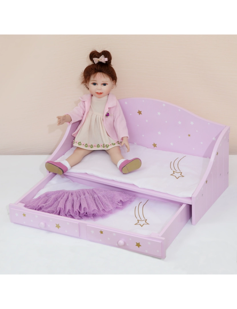 imagem de Olivia's Little World - Twinkle Stars Princess 18" Doll Trundle Cama3