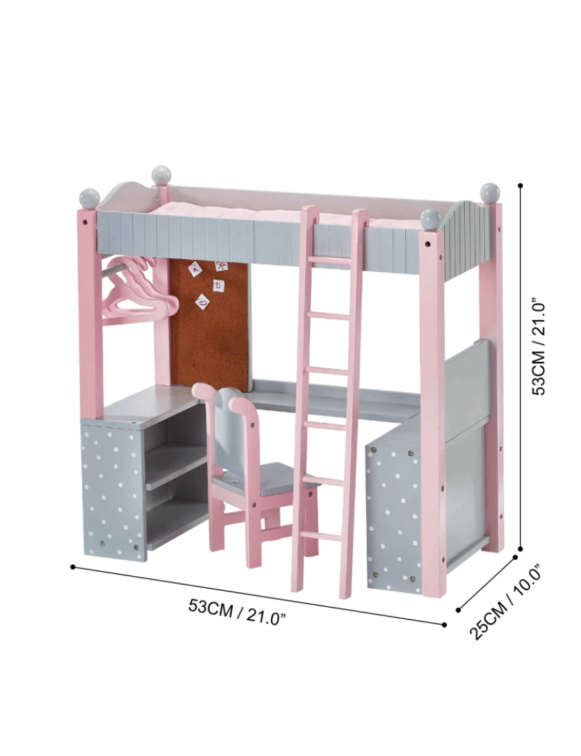 imagem de Olivia's Little World Polka Dots Princess Double Bunk Desk For 18" Bonecas3