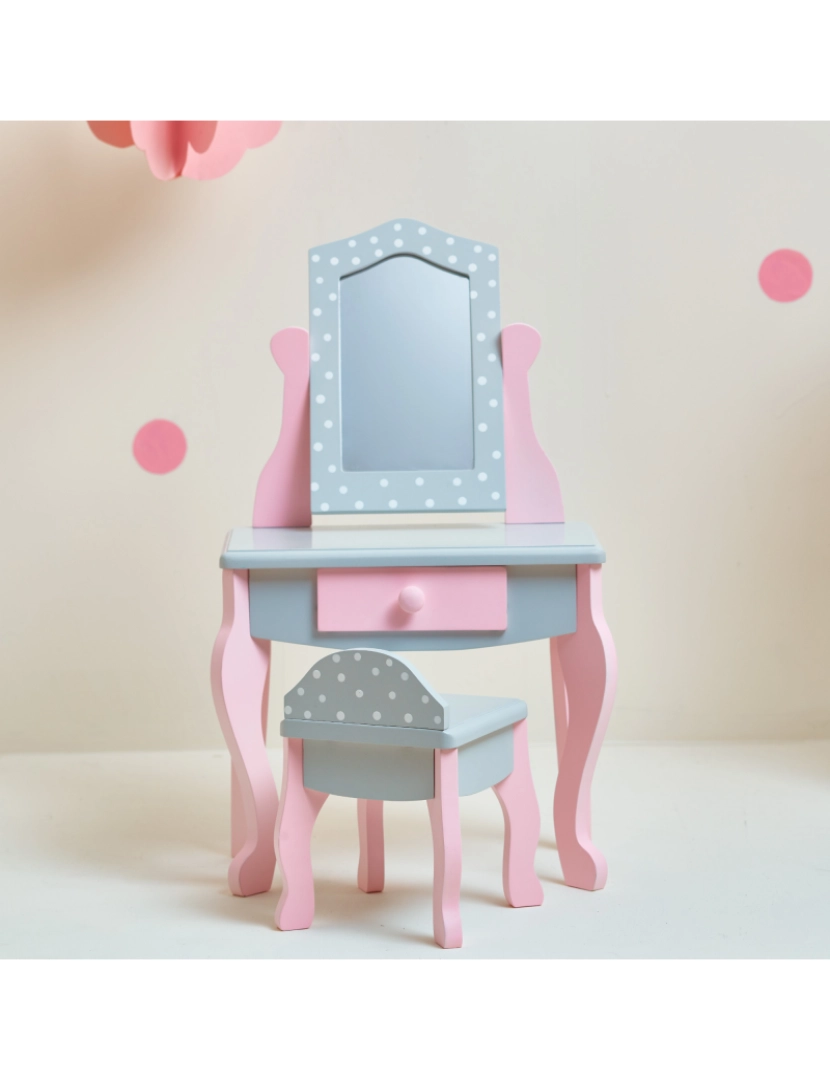 imagem de Olivia's Little World Polka Dots Princess 18" Doll Vanity Table & Stool Conjunto2