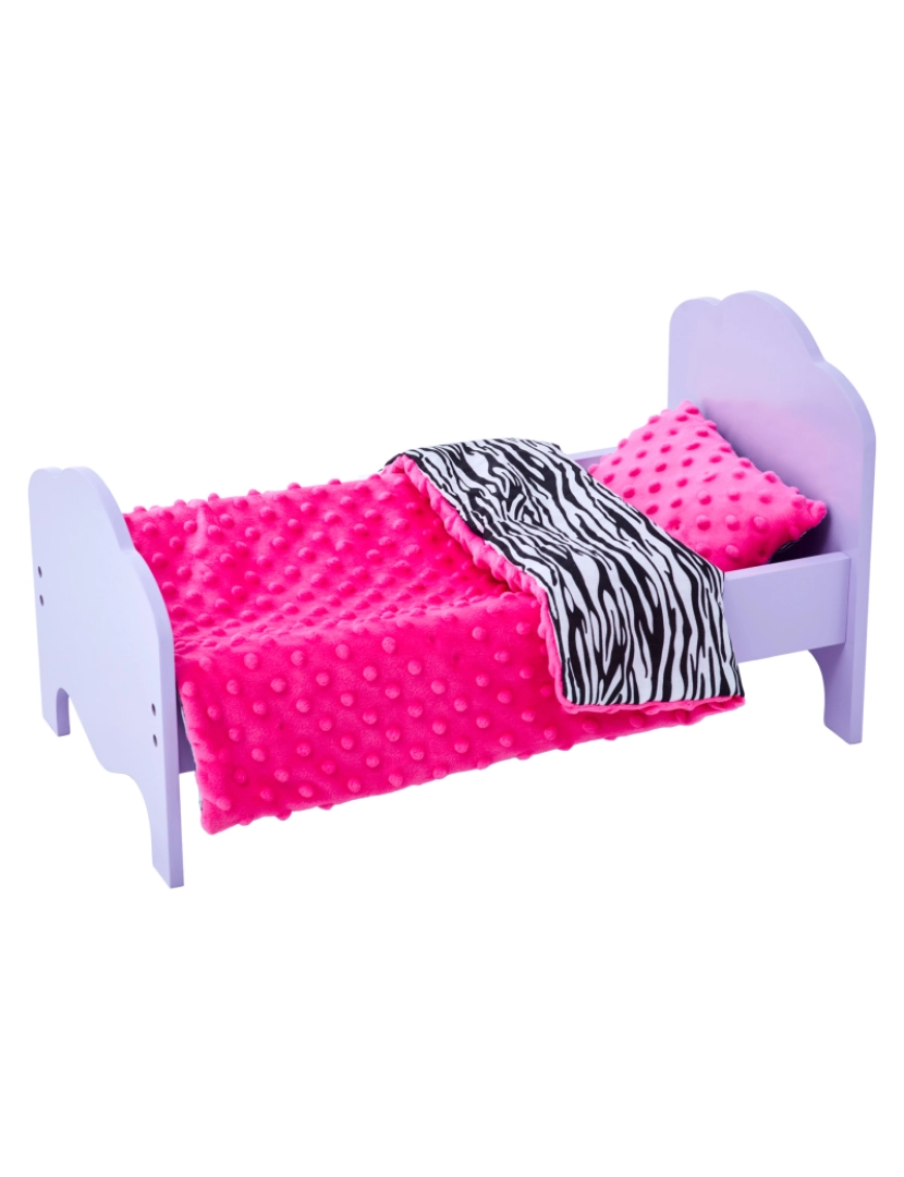 imagem de Olivia's Little World 18 "Doll Single Bed Roxo e cama Impressões Set-Zebra1